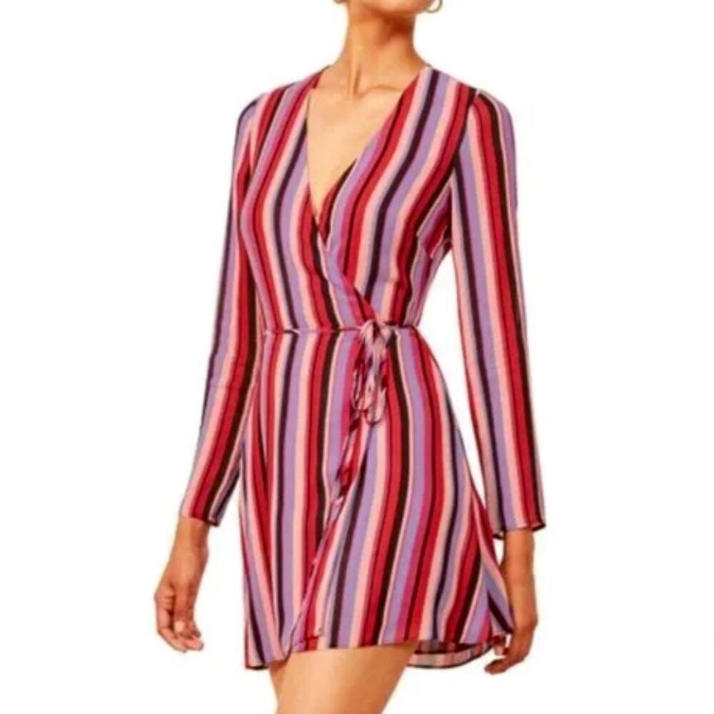 NWT Reformation | Gjelina Anya Dress Luisa Stripe Long Sleeve Mini Dress | Small - Picture 1 of 13